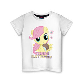 Детская футболка хлопок с принтом Young Fluttershy в Тюмени, 100% хлопок | круглый вырез горловины, полуприлегающий силуэт, длина до линии бедер | fluttershy | pony | young | young fluttershy | детские | мой маленький пони | пони