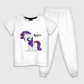 Детская пижама хлопок с принтом Young Rarity в Тюмени, 100% хлопок |  брюки и футболка прямого кроя, без карманов, на брюках мягкая резинка на поясе и по низу штанин
 | rarity | young | young rarity | детские | мой маленький пони | пони