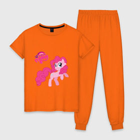 Женская пижама хлопок с принтом Малышка Пинки Пай в Тюмени, 100% хлопок | брюки и футболка прямого кроя, без карманов, на брюках мягкая резинка на поясе и по низу штанин | детские | детям | для детей | мой маленький пони | пинки пай | пони