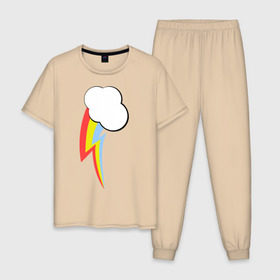 Мужская пижама хлопок с принтом Радуга пони в Тюмени, 100% хлопок | брюки и футболка прямого кроя, без карманов, на брюках мягкая резинка на поясе и по низу штанин
 | детские | детям | для детей | мой маленький пони | пони | радуга
