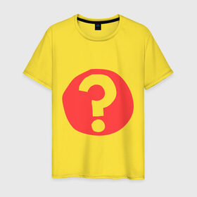 Мужская футболка хлопок с принтом Вопросительный знак на плашке в Тюмени, 100% хлопок | прямой крой, круглый вырез горловины, длина до линии бедер, слегка спущенное плечо. | вопрос | вопросительный знак | знаки препинания | прикольные картинки