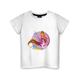 Детская футболка хлопок с принтом WinX - Флора в Тюмени, 100% хлопок | круглый вырез горловины, полуприлегающий силуэт, длина до линии бедер | win x | winx | винкс | детские | детям | для детей | феи | флора