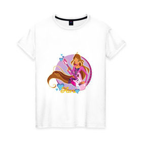 Женская футболка хлопок с принтом WinX - Флора в Тюмени, 100% хлопок | прямой крой, круглый вырез горловины, длина до линии бедер, слегка спущенное плечо | win x | winx | винкс | детские | детям | для детей | феи | флора