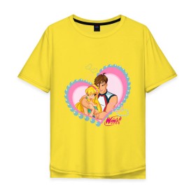 Мужская футболка хлопок Oversize с принтом WinX Love- Стелла в Тюмени, 100% хлопок | свободный крой, круглый ворот, “спинка” длиннее передней части | win x | winx | винкс | детские | детям | для детей | феи стелла
