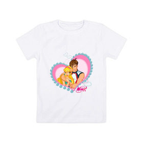Детская футболка хлопок с принтом WinX Love- Стелла в Тюмени, 100% хлопок | круглый вырез горловины, полуприлегающий силуэт, длина до линии бедер | win x | winx | винкс | детские | детям | для детей | феи стелла