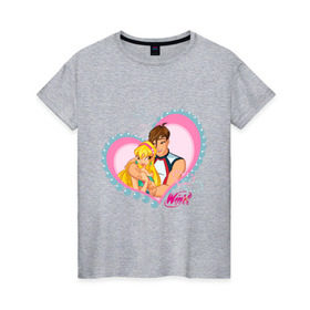 Женская футболка хлопок с принтом WinX Love- Стелла в Тюмени, 100% хлопок | прямой крой, круглый вырез горловины, длина до линии бедер, слегка спущенное плечо | win x | winx | винкс | детские | детям | для детей | феи стелла