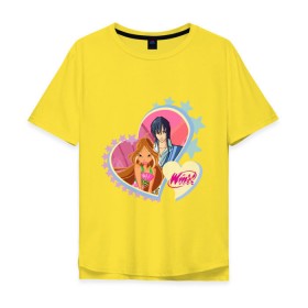 Мужская футболка хлопок Oversize с принтом WinX Love- Флора в Тюмени, 100% хлопок | свободный крой, круглый ворот, “спинка” длиннее передней части | Тематика изображения на принте: 