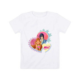 Детская футболка хлопок с принтом WinX Love- Флора в Тюмени, 100% хлопок | круглый вырез горловины, полуприлегающий силуэт, длина до линии бедер | Тематика изображения на принте: 
