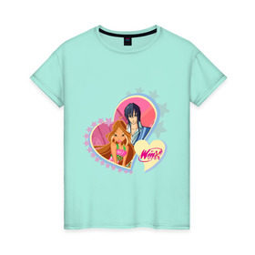 Женская футболка хлопок с принтом WinX Love- Флора в Тюмени, 100% хлопок | прямой крой, круглый вырез горловины, длина до линии бедер, слегка спущенное плечо | 
