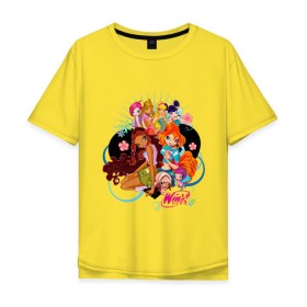 Мужская футболка хлопок Oversize с принтом Подружки WinX в Тюмени, 100% хлопок | свободный крой, круглый ворот, “спинка” длиннее передней части | win x | winx | винкс | детские | детям | для детей | подружки | феи