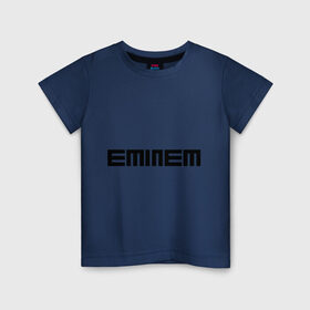 Детская футболка хлопок с принтом Eminem black logo в Тюмени, 100% хлопок | круглый вырез горловины, полуприлегающий силуэт, длина до линии бедер | хип хоп