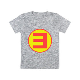 Детская футболка хлопок с принтом Eminem E в Тюмени, 100% хлопок | круглый вырез горловины, полуприлегающий силуэт, длина до линии бедер | хип хоп