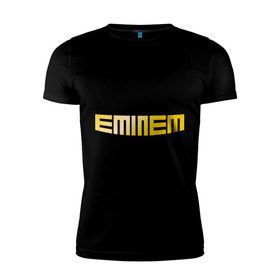 Мужская футболка премиум с принтом Eminem gold в Тюмени, 92% хлопок, 8% лайкра | приталенный силуэт, круглый вырез ворота, длина до линии бедра, короткий рукав | хип хоп
