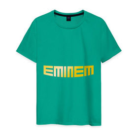 Мужская футболка хлопок с принтом Eminem gold в Тюмени, 100% хлопок | прямой крой, круглый вырез горловины, длина до линии бедер, слегка спущенное плечо. | хип хоп