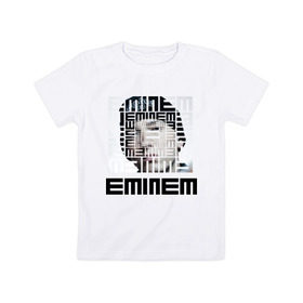 Детская футболка хлопок с принтом Eminem grey в Тюмени, 100% хлопок | круглый вырез горловины, полуприлегающий силуэт, длина до линии бедер | хип хоп