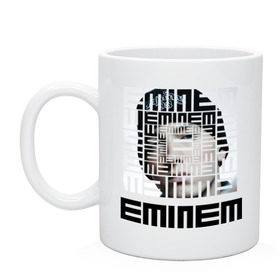 Кружка с принтом Eminem grey в Тюмени, керамика | объем — 330 мл, диаметр — 80 мм. Принт наносится на бока кружки, можно сделать два разных изображения | хип хоп
