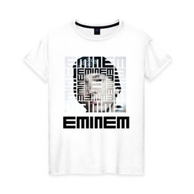 Женская футболка хлопок с принтом Eminem grey в Тюмени, 100% хлопок | прямой крой, круглый вырез горловины, длина до линии бедер, слегка спущенное плечо | хип хоп