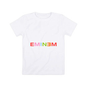 Детская футболка хлопок с принтом Eminem party-colored в Тюмени, 100% хлопок | круглый вырез горловины, полуприлегающий силуэт, длина до линии бедер | хип хоп