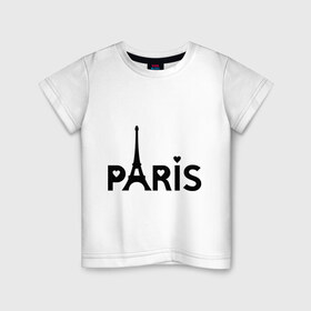 Детская футболка хлопок с принтом Paris logo в Тюмени, 100% хлопок | круглый вырез горловины, полуприлегающий силуэт, длина до линии бедер | Тематика изображения на принте: paris | париж | парис | туристические | франция | эйфелева башня