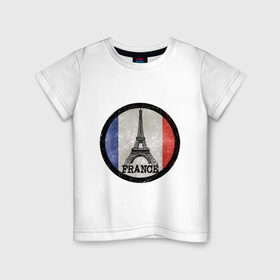 Детская футболка хлопок с принтом Logo France в Тюмени, 100% хлопок | круглый вырез горловины, полуприлегающий силуэт, длина до линии бедер | france | флаг франций | франция | эйфелева башня