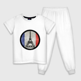 Детская пижама хлопок с принтом Logo France в Тюмени, 100% хлопок |  брюки и футболка прямого кроя, без карманов, на брюках мягкая резинка на поясе и по низу штанин
 | Тематика изображения на принте: france | флаг франций | франция | эйфелева башня