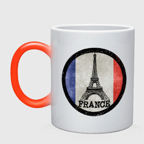 Кружка хамелеон с принтом Logo France в Тюмени, керамика | меняет цвет при нагревании, емкость 330 мл | france | флаг франций | франция | эйфелева башня