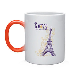 Кружка хамелеон с принтом Paris mon amour в Тюмени, керамика | меняет цвет при нагревании, емкость 330 мл | paris | paris mon amour | париж | париж любовь моя