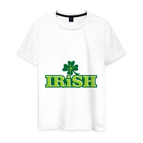 Мужская футболка хлопок с принтом Ирландия в Тюмени, 100% хлопок | прямой крой, круглый вырез горловины, длина до линии бедер, слегка спущенное плечо. | patricks day | saint patricks day | день патрика | день святого патрика | клевер | четырехлистный клевер