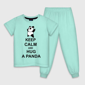 Детская пижама хлопок с принтом keep calm and hug a panda в Тюмени, 100% хлопок |  брюки и футболка прямого кроя, без карманов, на брюках мягкая резинка на поясе и по низу штанин
 | панда