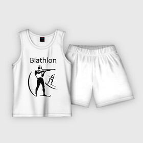 Детская пижама с шортами хлопок с принтом Биатлон в Тюмени,  |  | Тематика изображения на принте: biathlon | биатлон | спорт