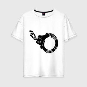 Женская футболка хлопок Oversize с принтом Es estar juntos (быть вместе) в Тюмени, 100% хлопок | свободный крой, круглый ворот, спущенный рукав, длина до линии бедер
 | вдвоем | вместе | для влюбленных | для двоих | любовь | наручники | пара | парные
