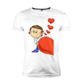 Мужская футболка премиум с принтом Половинка сердца (мальчик) в Тюмени, 92% хлопок, 8% лайкра | приталенный силуэт, круглый вырез ворота, длина до линии бедра, короткий рукав | для влюбленных | для двоих | любимая | любимый | любовь | мальчик | парные | сердечко | сердце | чувства