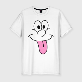 Мужская футболка премиум с принтом Балдею от всего в Тюмени, 92% хлопок, 8% лайкра | приталенный силуэт, круглый вырез ворота, длина до линии бедра, короткий рукав | позитив | рожа | рожица | смайл | смайлик | улыбка | улыбочка | язык