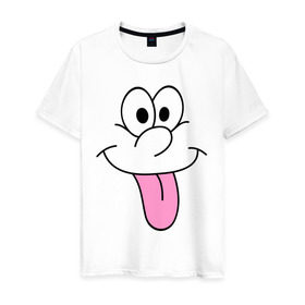 Мужская футболка хлопок с принтом Балдею от всего в Тюмени, 100% хлопок | прямой крой, круглый вырез горловины, длина до линии бедер, слегка спущенное плечо. | позитив | рожа | рожица | смайл | смайлик | улыбка | улыбочка | язык