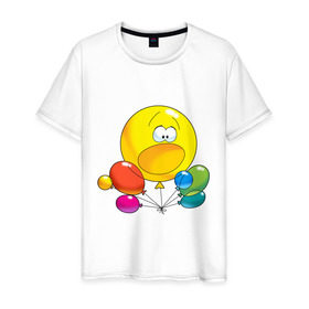 Мужская футболка хлопок с принтом Воздушные шары. в Тюмени, 100% хлопок | прямой крой, круглый вырез горловины, длина до линии бедер, слегка спущенное плечо. | для беременных | для будущих мам | ждем ребенка | карапуз | малыш | ребенок | шарики