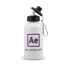 Бутылка спортивная с принтом Adobe After Effects в Тюмени, металл | емкость — 500 мл, в комплекте две пластиковые крышки и карабин для крепления | дизайнер | инструменты | профессии