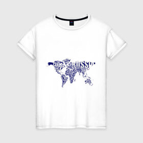 Женская футболка хлопок с принтом атлас мира в Тюмени, 100% хлопок | прямой крой, круглый вырез горловины, длина до линии бедер, слегка спущенное плечо | карта | карта мира | материк | путешествие | страна | туризм | туристические