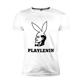 Мужская футболка премиум с принтом playlenin в Тюмени, 92% хлопок, 8% лайкра | приталенный силуэт, круглый вырез ворота, длина до линии бедра, короткий рукав | playboy | ленин | плейбой | плэйбой | политические | ссср