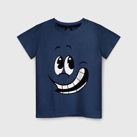 Детская футболка хлопок с принтом Смайл улыбается в Тюмени, 100% хлопок | круглый вырез горловины, полуприлегающий силуэт, длина до линии бедер | глаза | зубы | настроение | позитив | рожа | рожица | рот | смайлик | улыбка