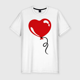 Мужская футболка премиум с принтом Сердце воздушный шар в Тюмени, 92% хлопок, 8% лайкра | приталенный силуэт, круглый вырез ворота, длина до линии бедра, короткий рукав | любовь | сердечко | сердце | шарик