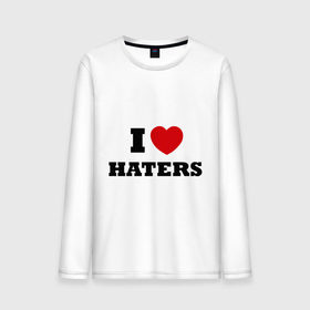 Мужской лонгслив хлопок с принтом I Love Haters в Тюмени, 100% хлопок |  | Тематика изображения на принте: я люблю хейтеров