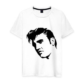 Мужская футболка хлопок с принтом Элвис Пресли. (Elvis Presley) в Тюмени, 100% хлопок | прямой крой, круглый вырез горловины, длина до линии бедер, слегка спущенное плечо. | Тематика изображения на принте: rocknroll | лицо | музыка | певец | ретро | рок н ролл