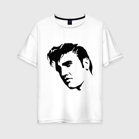 Женская футболка хлопок Oversize с принтом Элвис Пресли (Elvis Presley) в Тюмени, 100% хлопок | свободный крой, круглый ворот, спущенный рукав, длина до линии бедер
 | rocknroll | лицо | музыка | певец | ретро | рок н ролл