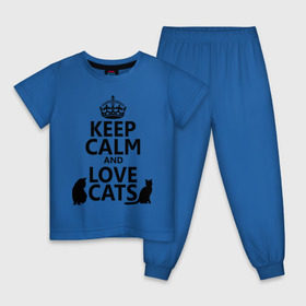 Детская пижама хлопок с принтом Keep calm and love cats. в Тюмени, 100% хлопок |  брюки и футболка прямого кроя, без карманов, на брюках мягкая резинка на поясе и по низу штанин
 | keep calm | keep calm and love cats | сохраняйте спокойствие