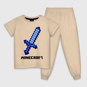 Детская пижама хлопок с принтом Меч minecraft в Тюмени, 100% хлопок |  брюки и футболка прямого кроя, без карманов, на брюках мягкая резинка на поясе и по низу штанин
 | boom | minecraft | игры | компьютерные игры | майнкрафт