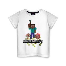 Детская футболка хлопок с принтом Шахтёрское ремесло в Тюмени, 100% хлопок | круглый вырез горловины, полуприлегающий силуэт, длина до линии бедер | boom | minecraft | игры | компьютерные игры | майнкрафт
