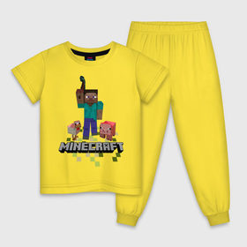 Детская пижама хлопок с принтом Шахтёрское ремесло в Тюмени, 100% хлопок |  брюки и футболка прямого кроя, без карманов, на брюках мягкая резинка на поясе и по низу штанин
 | Тематика изображения на принте: boom | minecraft | игры | компьютерные игры | майнкрафт