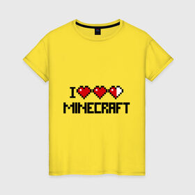 Женская футболка хлопок с принтом Я люблю minecraft в Тюмени, 100% хлопок | прямой крой, круглый вырез горловины, длина до линии бедер, слегка спущенное плечо | boom | i love minecraft | minecraft | игры | компьютерные игры | майнкрафт | я люблю майнкрафт