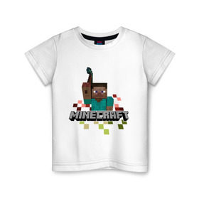 Детская футболка хлопок с принтом Шахтёр minecraft в Тюмени, 100% хлопок | круглый вырез горловины, полуприлегающий силуэт, длина до линии бедер | boom | minecraft | игры | компьютерные игры | майнкрафт