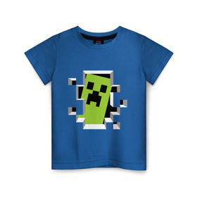 Детская футболка хлопок с принтом Crash Minecraft в Тюмени, 100% хлопок | круглый вырез горловины, полуприлегающий силуэт, длина до линии бедер | boom | media | minecraft | игры | компьютерные игры | майнкрафт